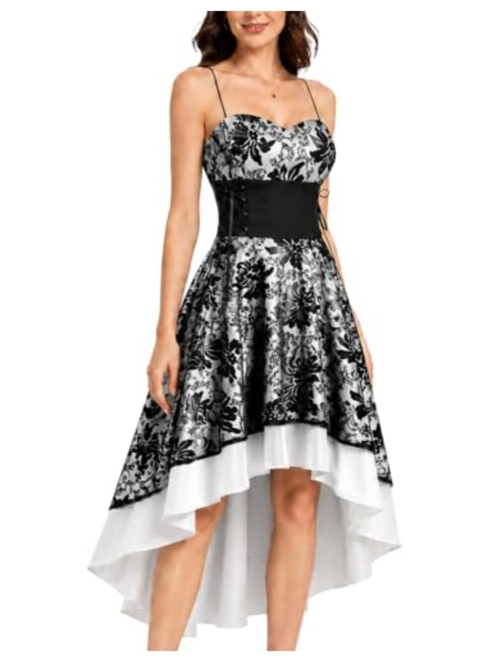 Steampunk Gothic High Low Lace Dress Spaghetti Strap Lolita Corset